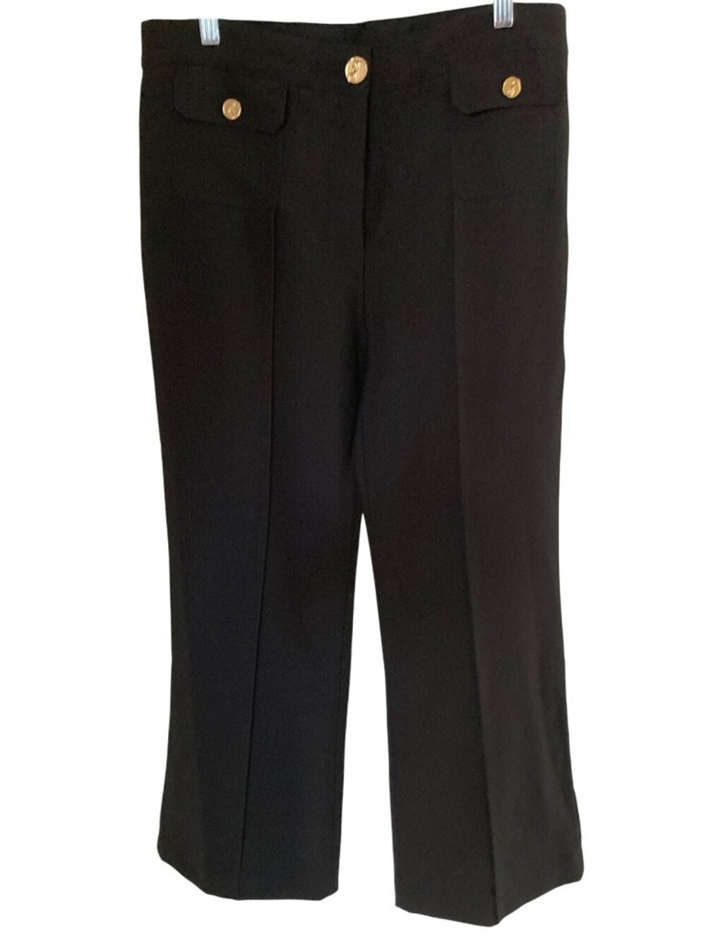 Gracia Women's Wide Leg Dress Decor Buttons Pants Black  NWT Large
